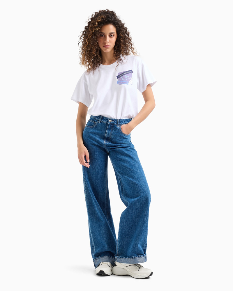 EMPORIO ARMANI J8B MID-RISE JEANS WITH AN EXTRA WIDE LEG IN LUREX DENIM outlook