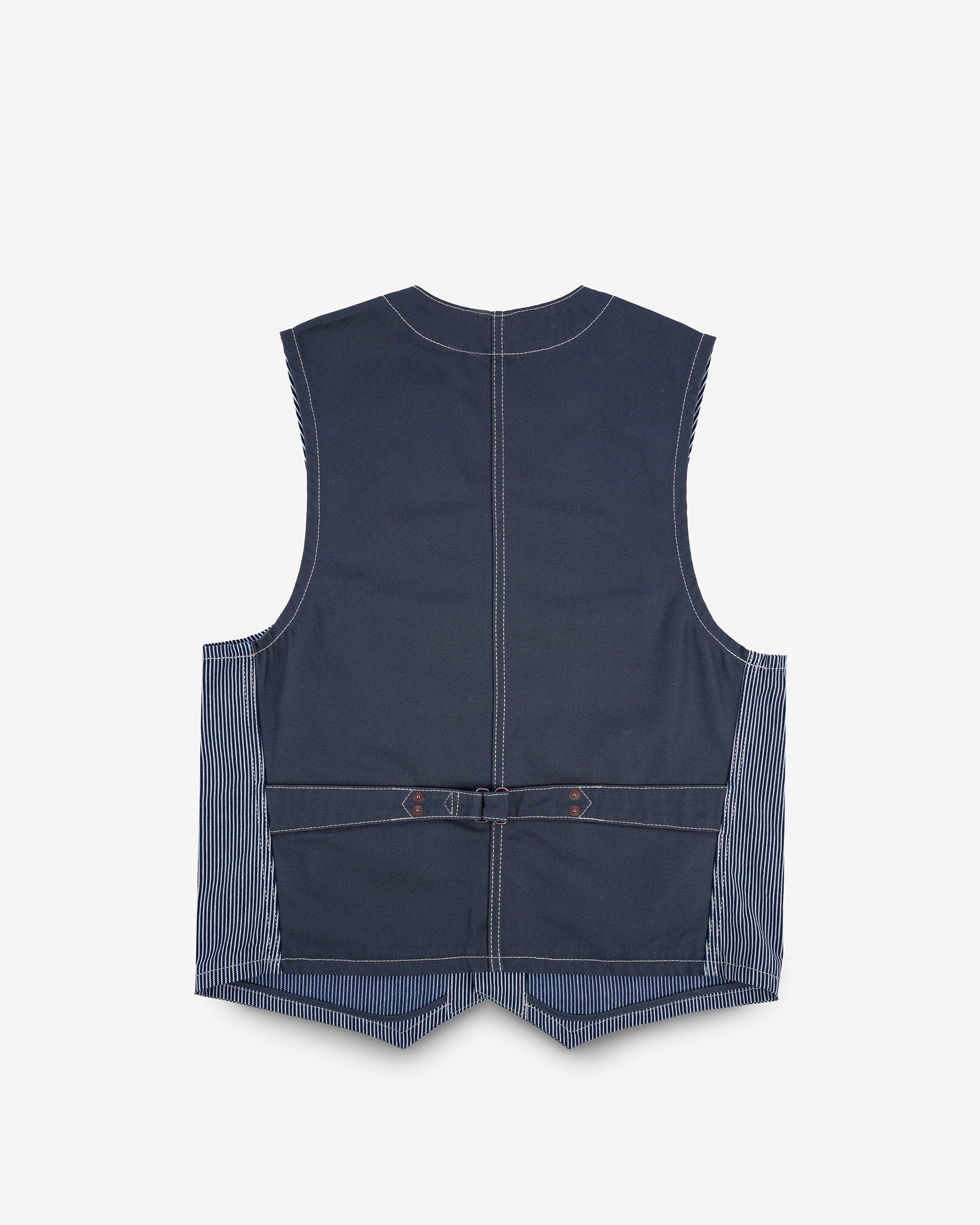 IHV-47-IND 10.5oz Narrow Stripe Hickory Work Vest - Indigo - 3