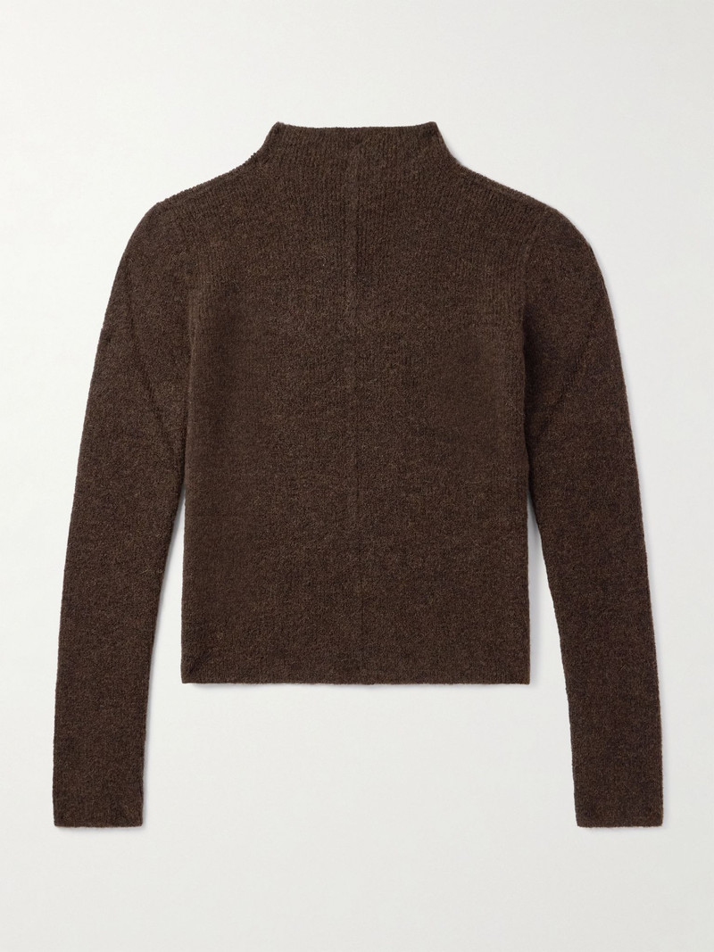 Slim-Fit Ribbed-Knit Sweater Brown 1