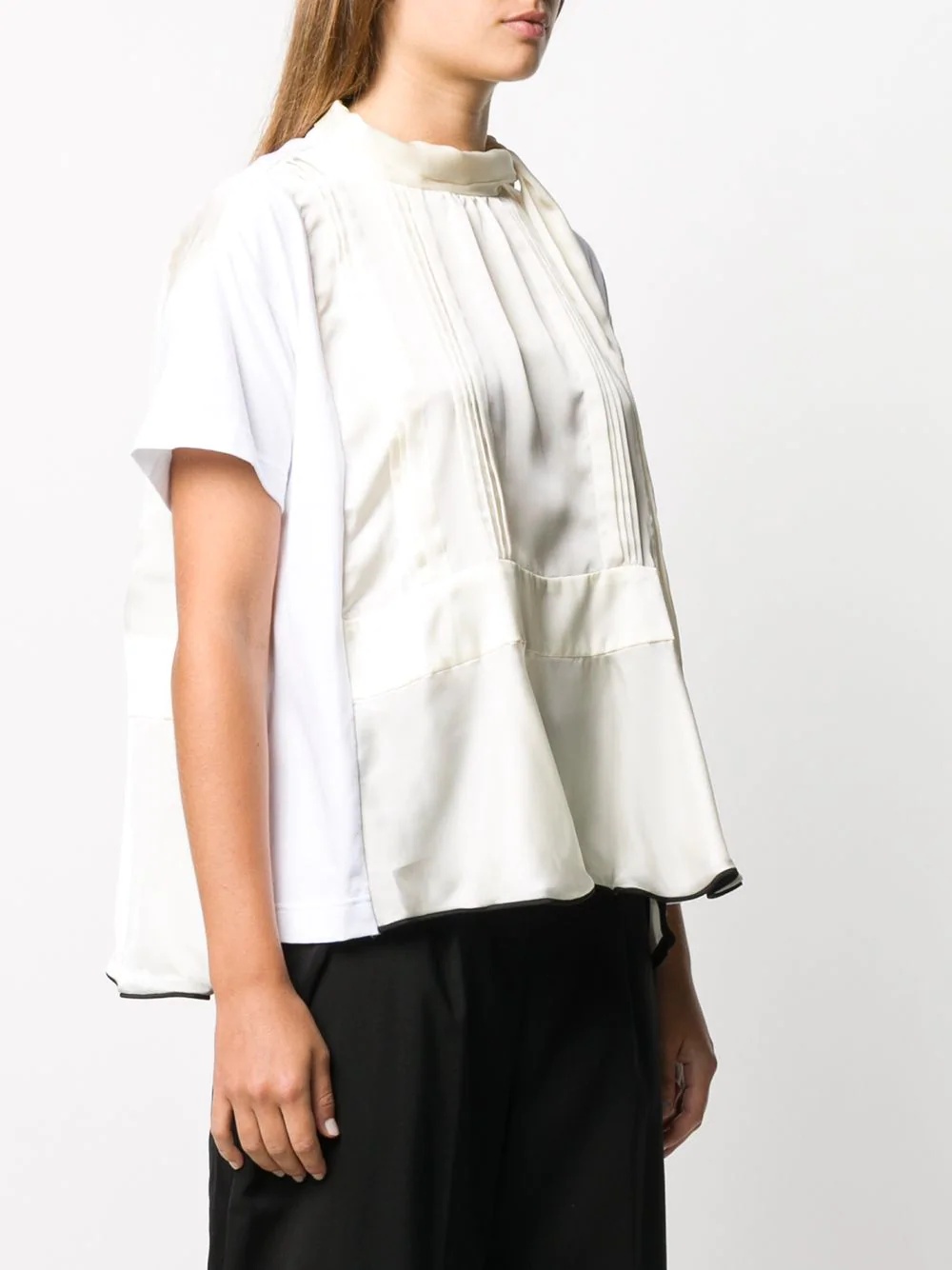 satin-panel mock-neck blouse - 3