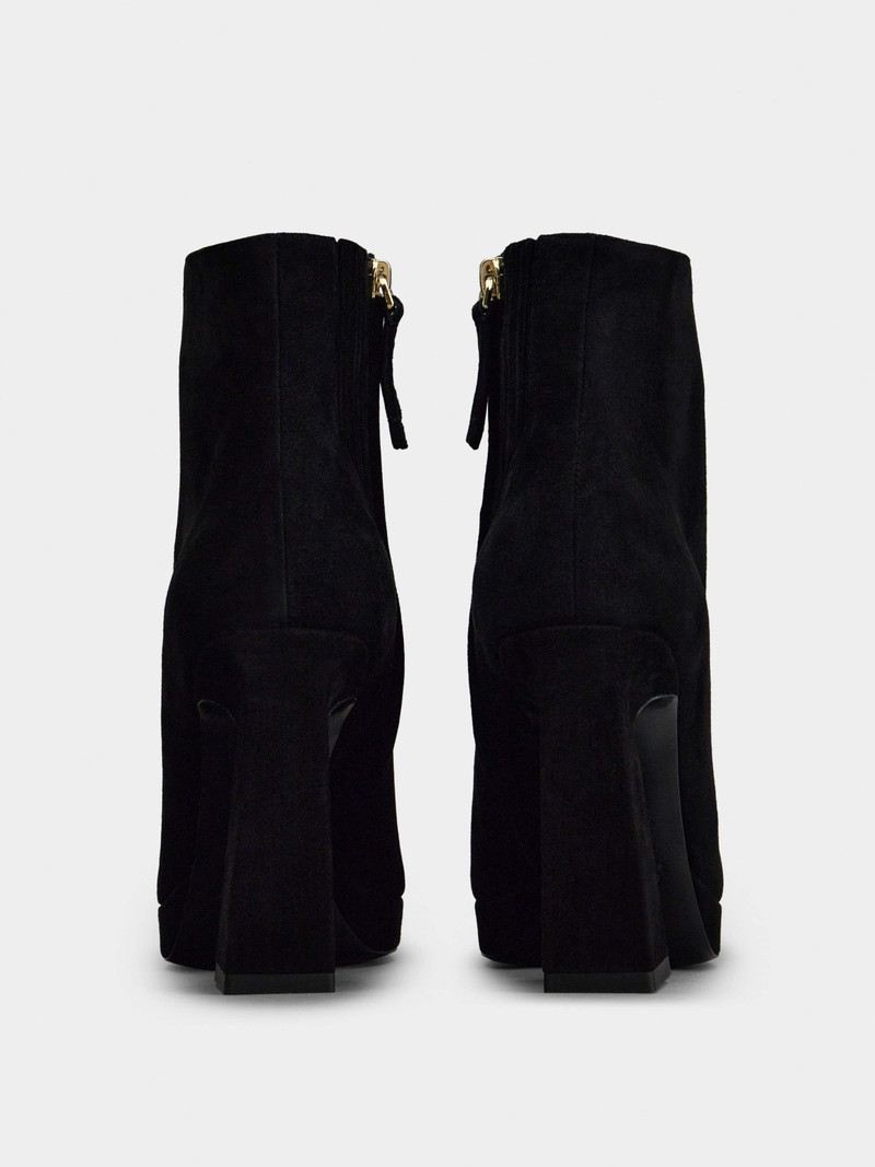 Roger Vivier Viv' Square Metal Buckle Platform Ankle Boots in Suede outlook