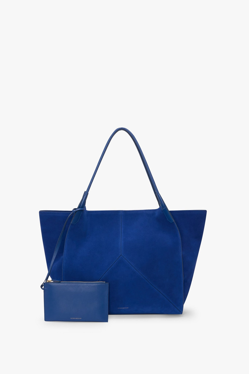 XL Victoria Tote In Sapphire Blue Suede 6