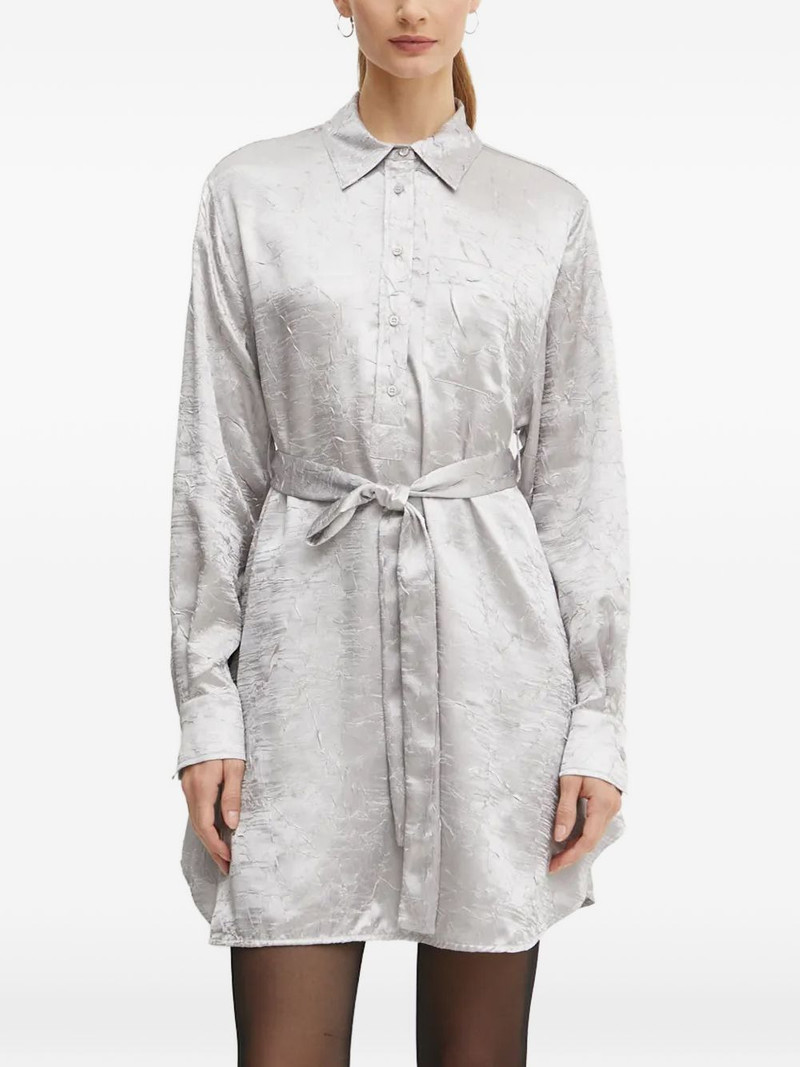 belted-waist long-sleeve mini shirt dress 1