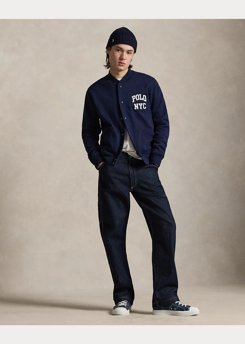 Logo Fleece Baseball Jacket 3