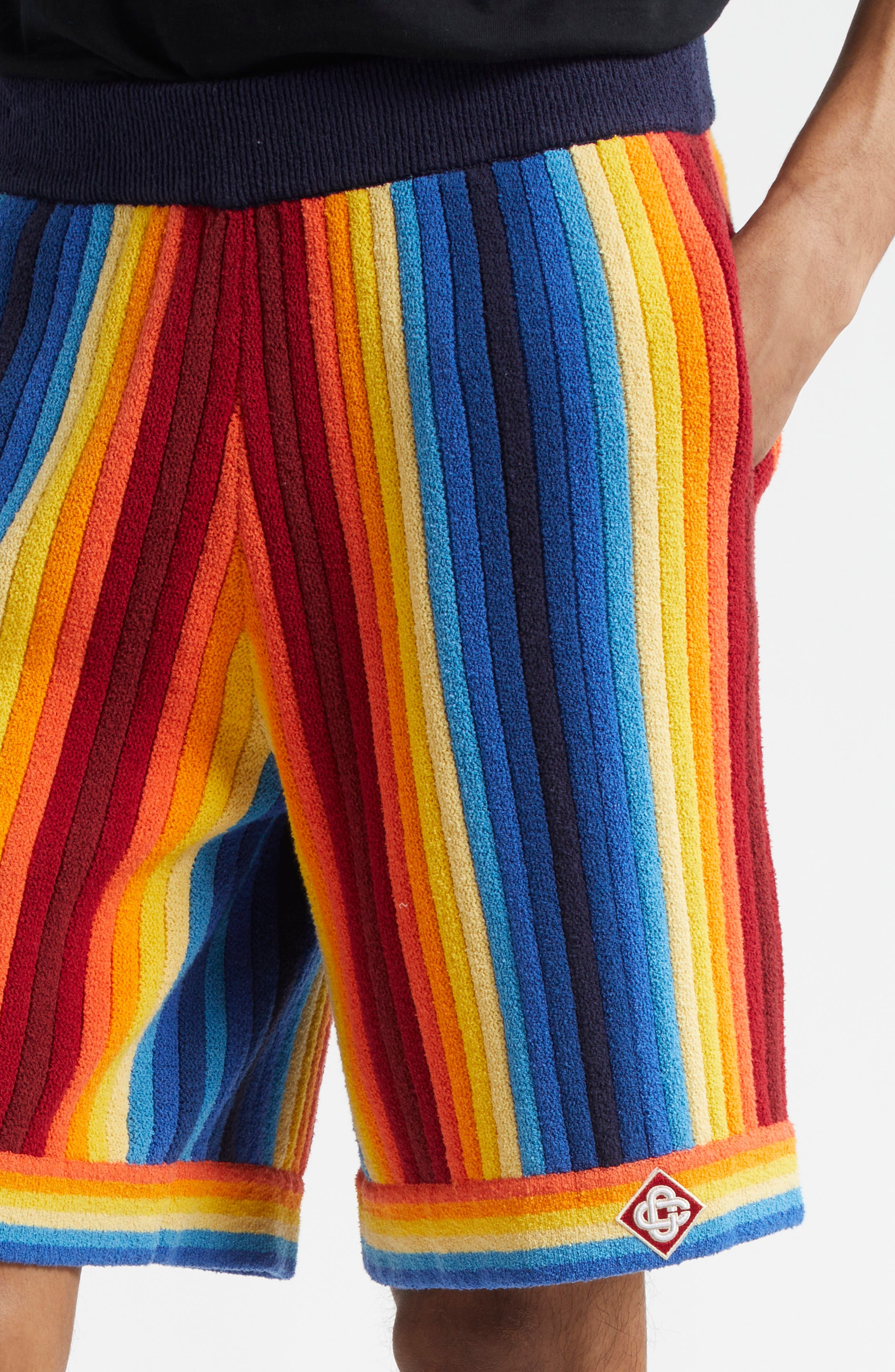 Casablanca Gradient Stripe Terry Cloth Shorts in Blue Multi at Nordstrom - 5
