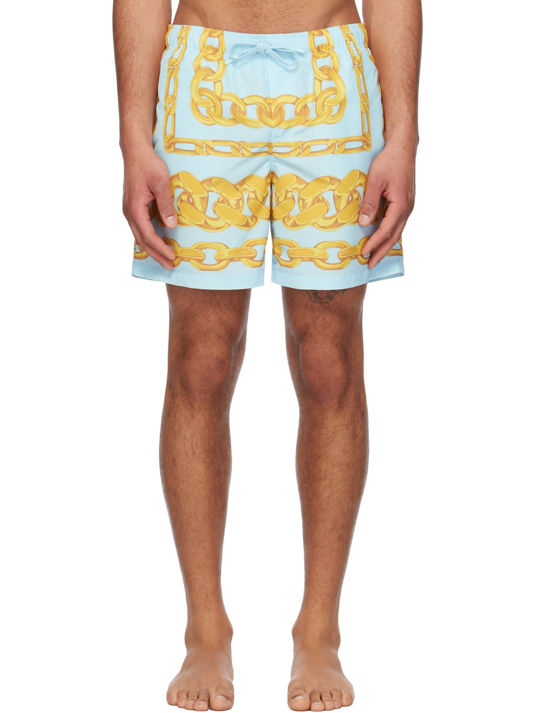 Blue & Yellow Medusa Chains Swim Shorts - 1