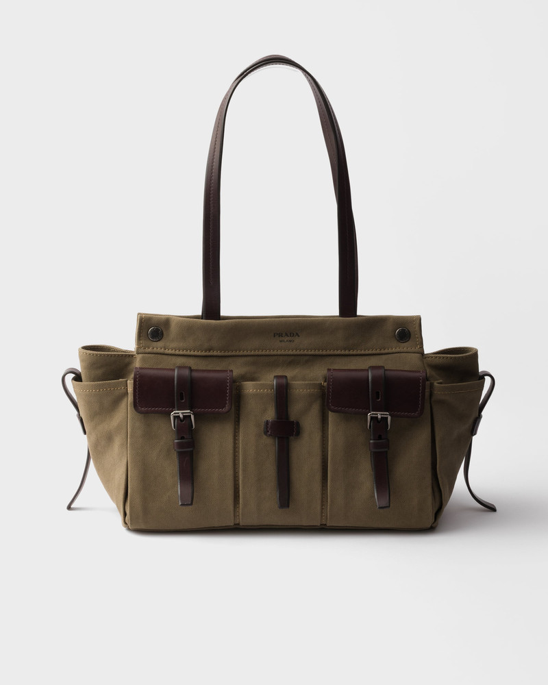 Prada Route large canvas and leather tote bag 1