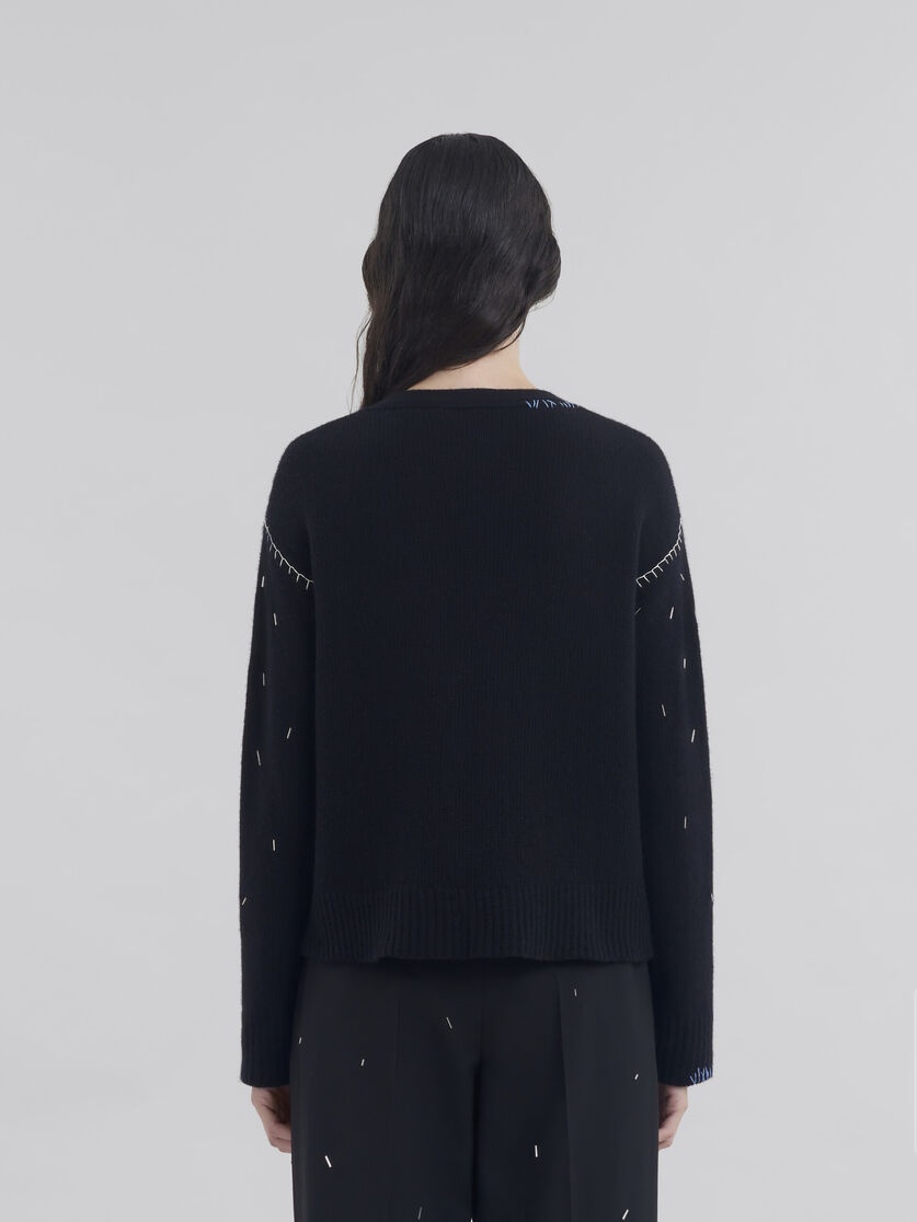 LONG SLEEVED CARDIGAN CASHMERE BLEND WITH PEARL DETAIL - 3
