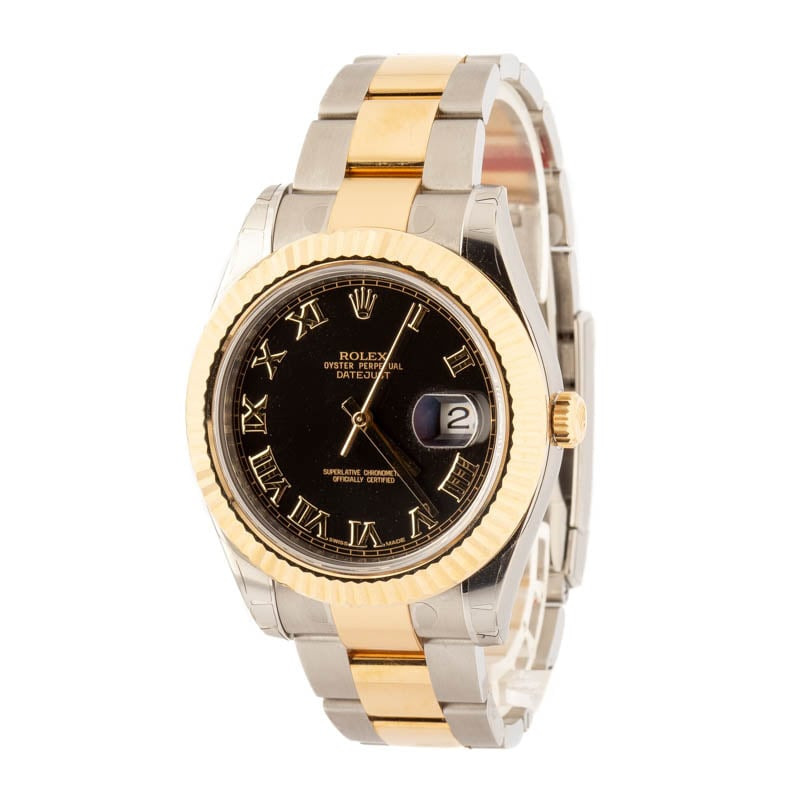 Pre-owned Rolex Datejust II Ref 116333 Black Roman Dial - 2