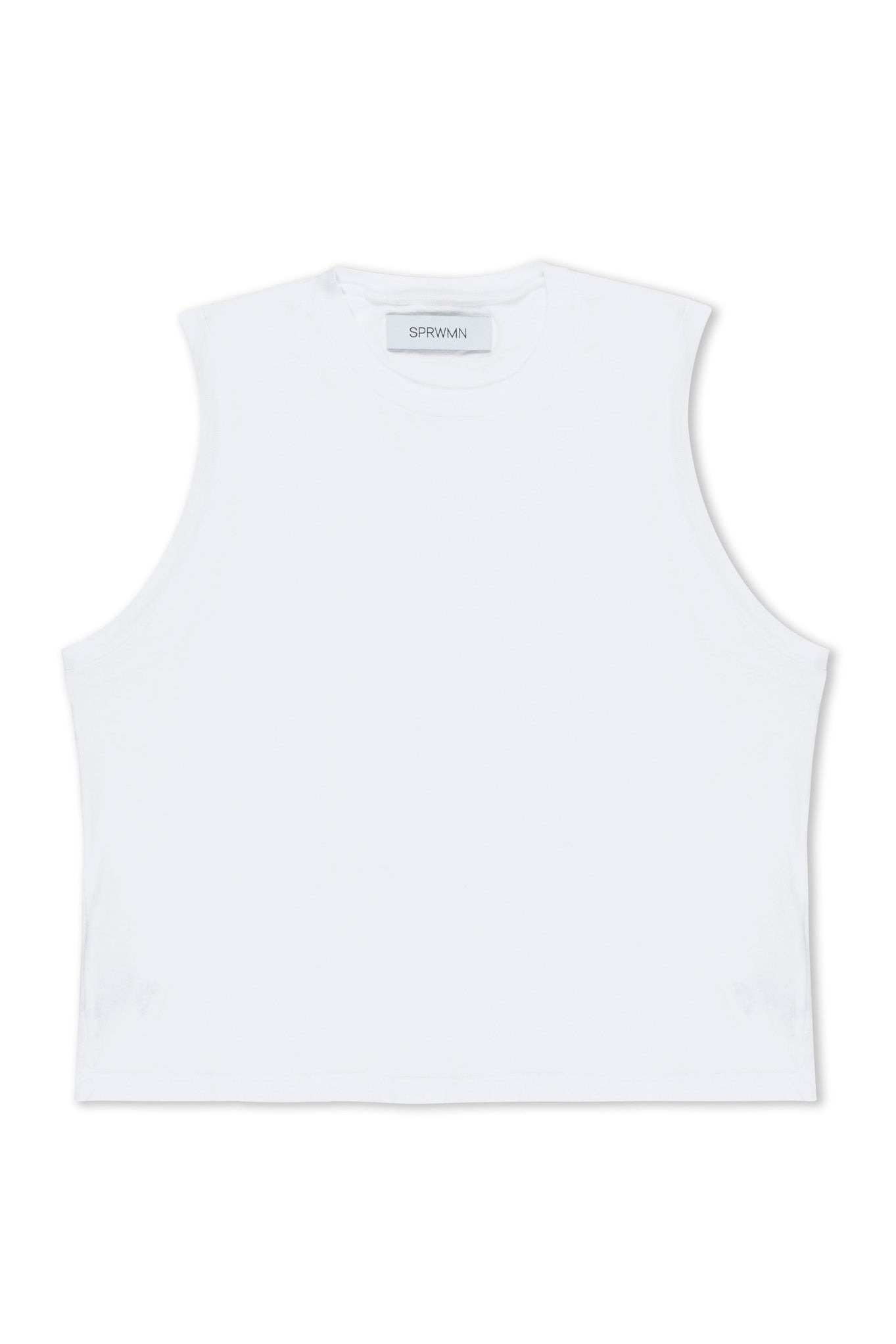 WHITE COTTON MUSCLE TEE - 7