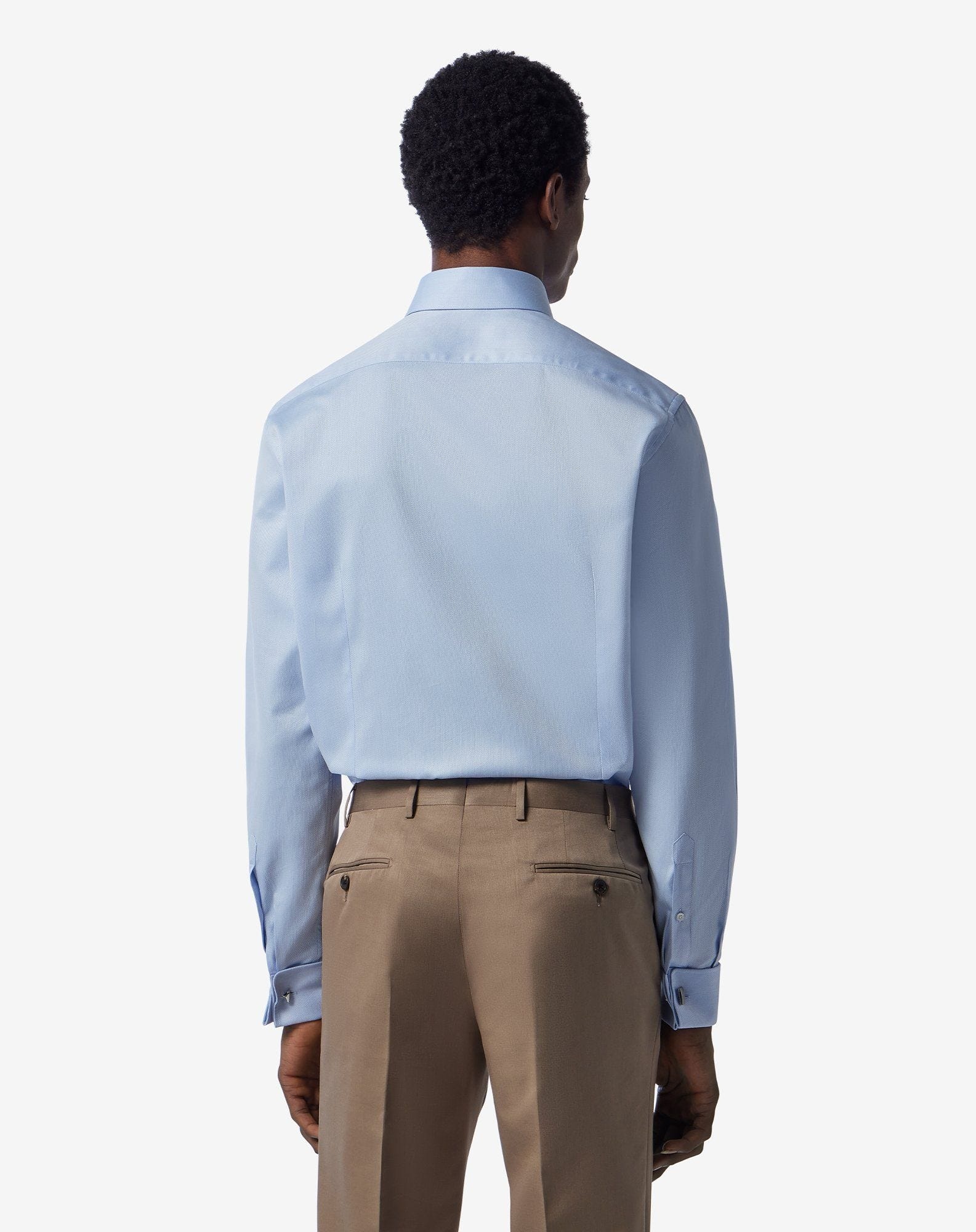 Light blue cotton shirt with honeycomb pattern - 3