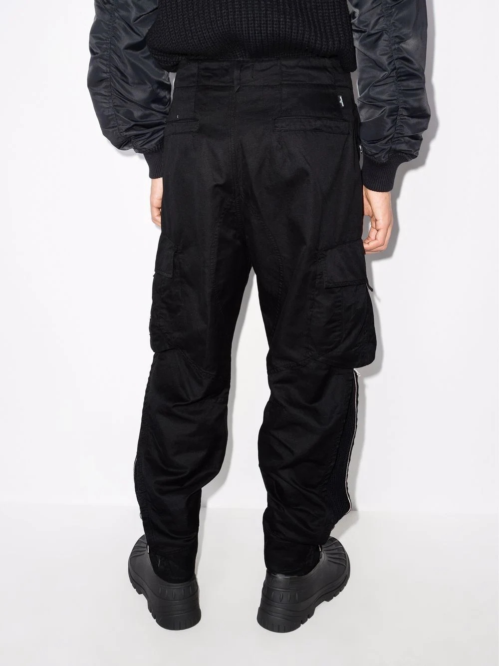 side-zip tapered cargo trousers - 3