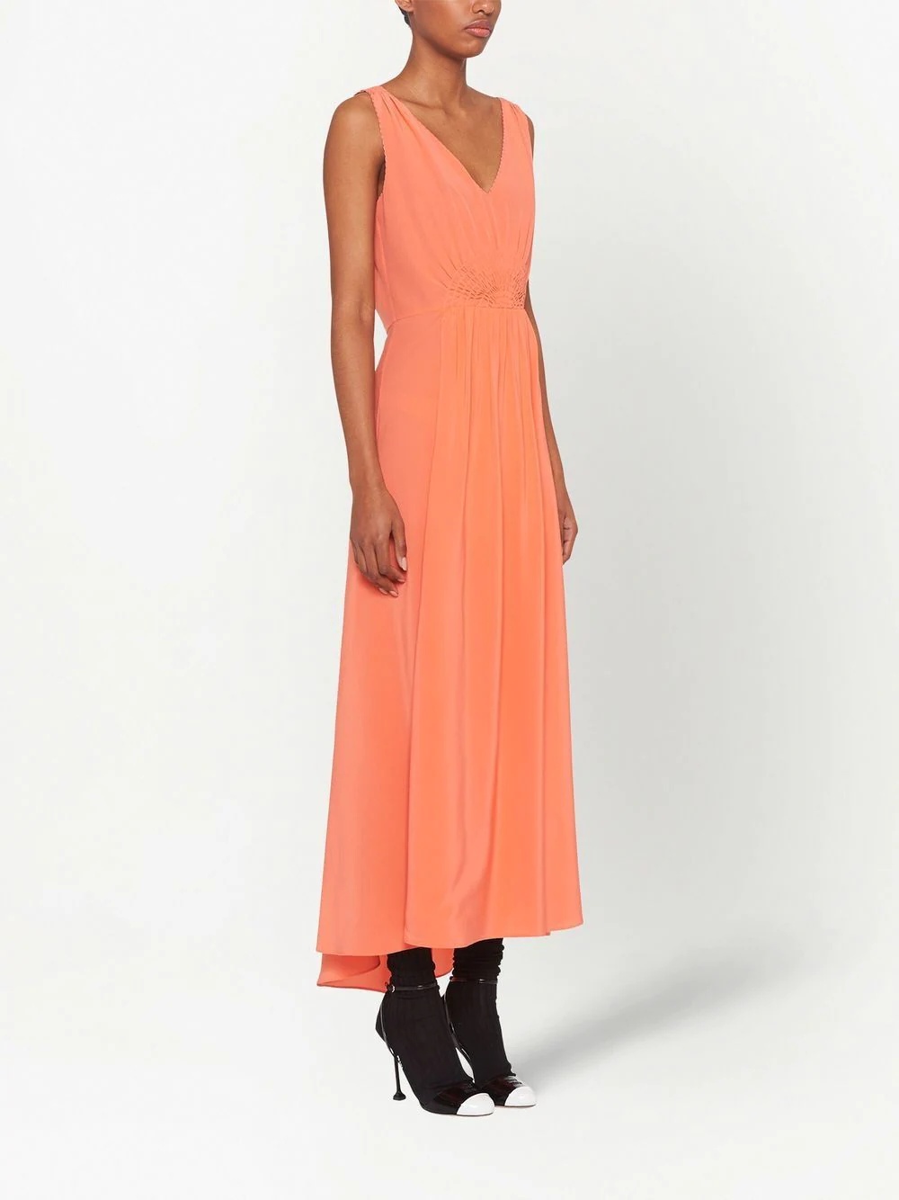 gathered-bodice silk dress - 3