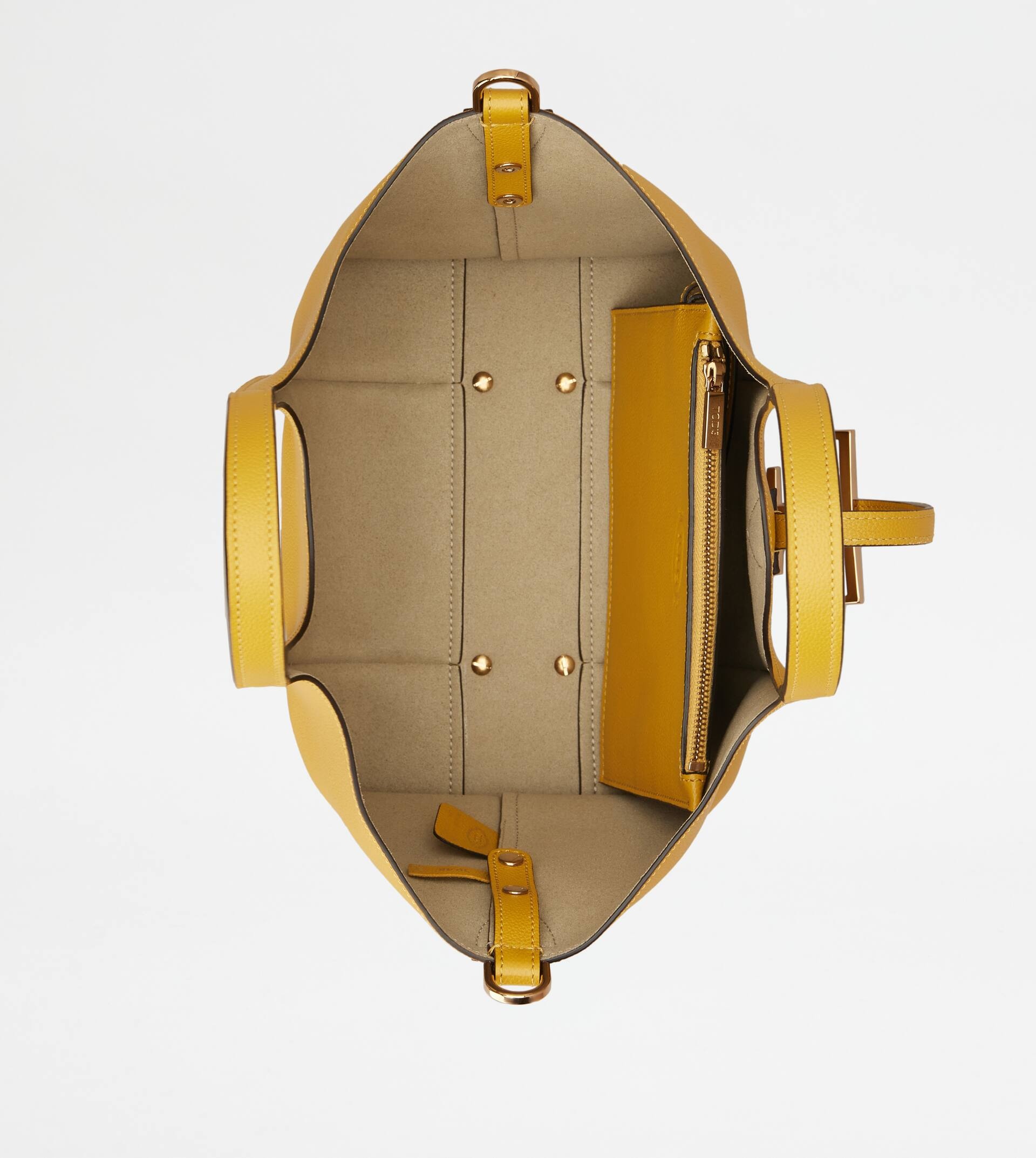 T TIMELESS SHOPPING BAG IN LEATHER MINI - YELLOW - 4