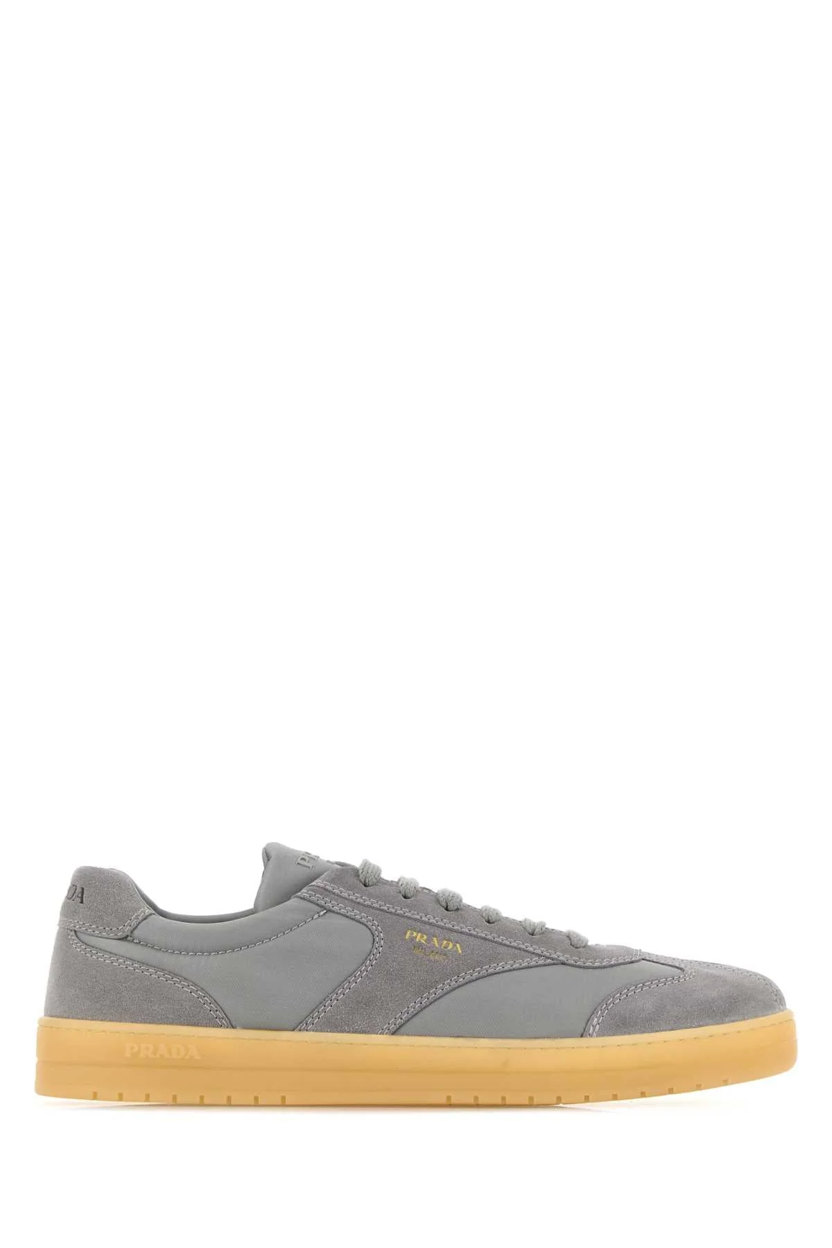 Prada Men Grey Suede E Re-Nylon Sneakers - 1