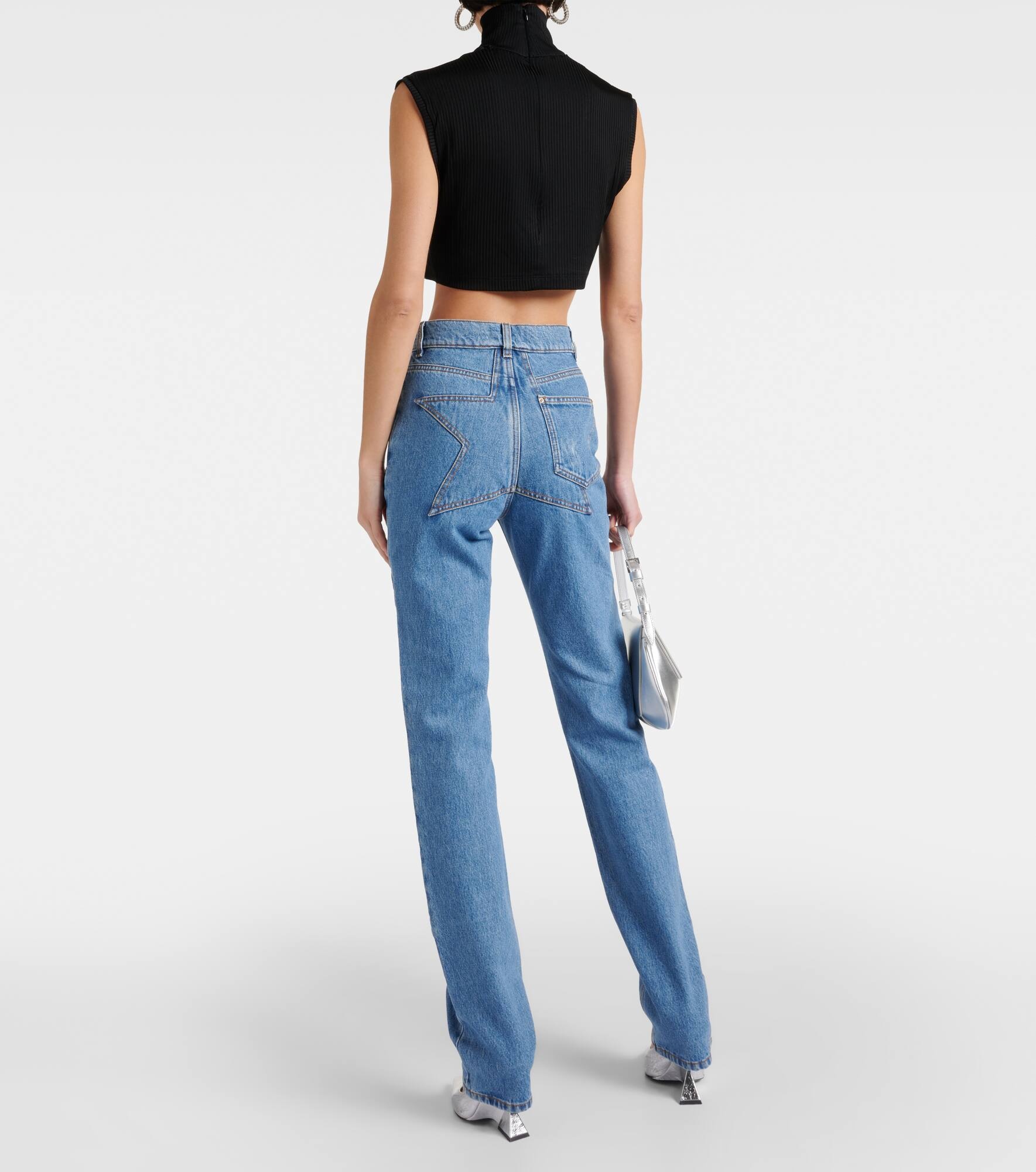Crystal-embellished high-rise straight jeans - 3