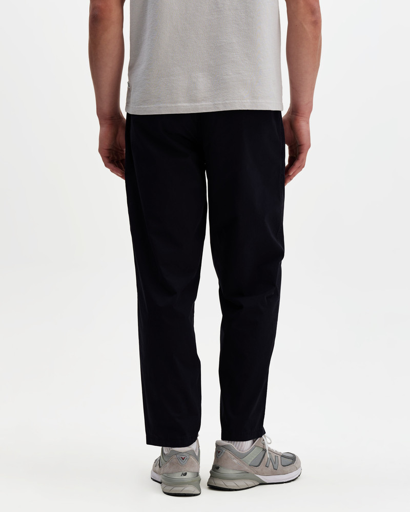 Tyne - Navy Cotton Poplin Loose Fit Trousers 6