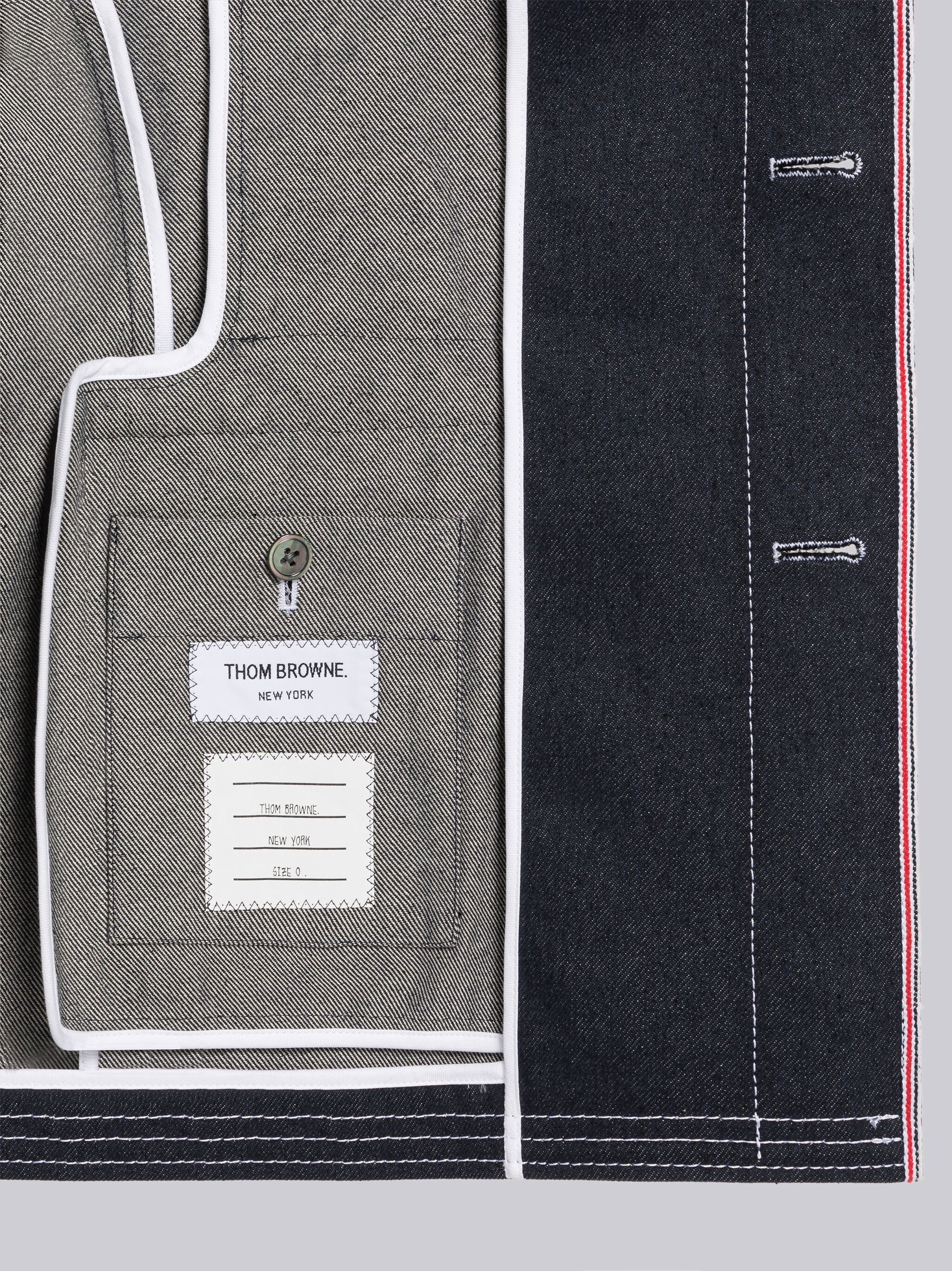 Selvedge Denim Track Stitch Button Front Jacket - 5