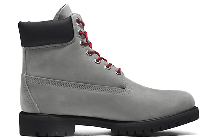 Timberland Premium 6 Inch Boots 'Grey Nubuck with Red' A5S6ZD52 - 2