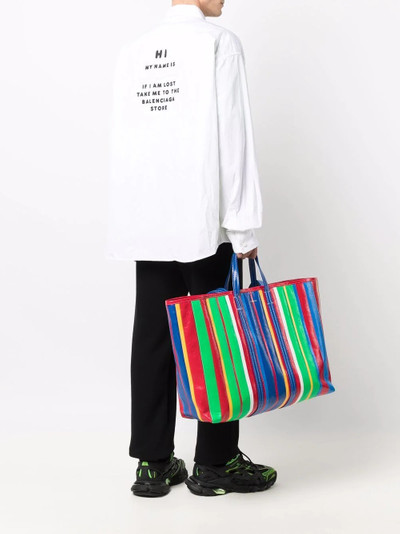 BALENCIAGA large Barbes East-West striped shopper tote outlook