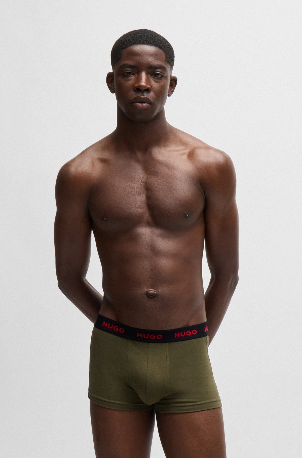 THREE-PACK OF STRETCH-COTTON TRUNKS WITH LOGO WAISTBANDS - 7
