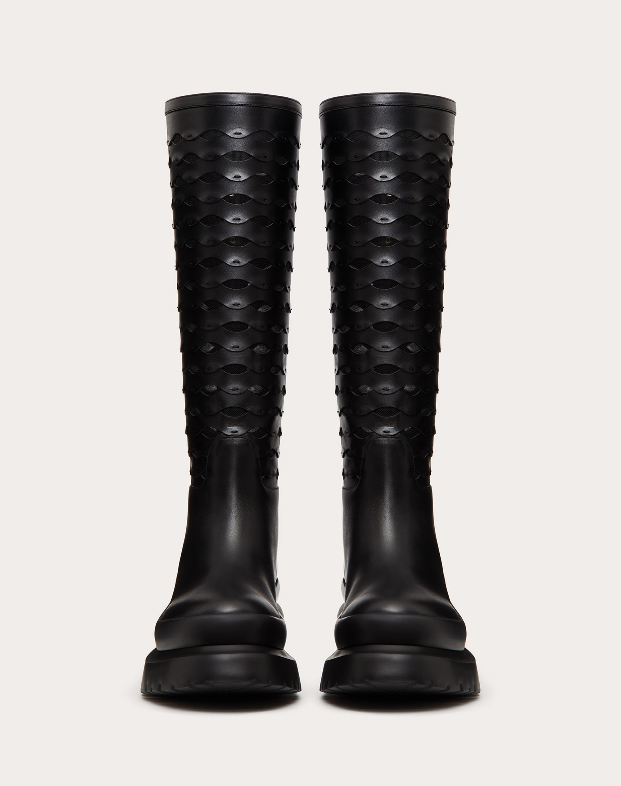 ROMAN STUD CALFSKIN BOOT WITH WAVE EMBROIDERY 50MM - 4