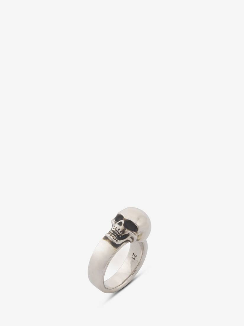 Men's The Side Skull Ring in Antique Silver - 3