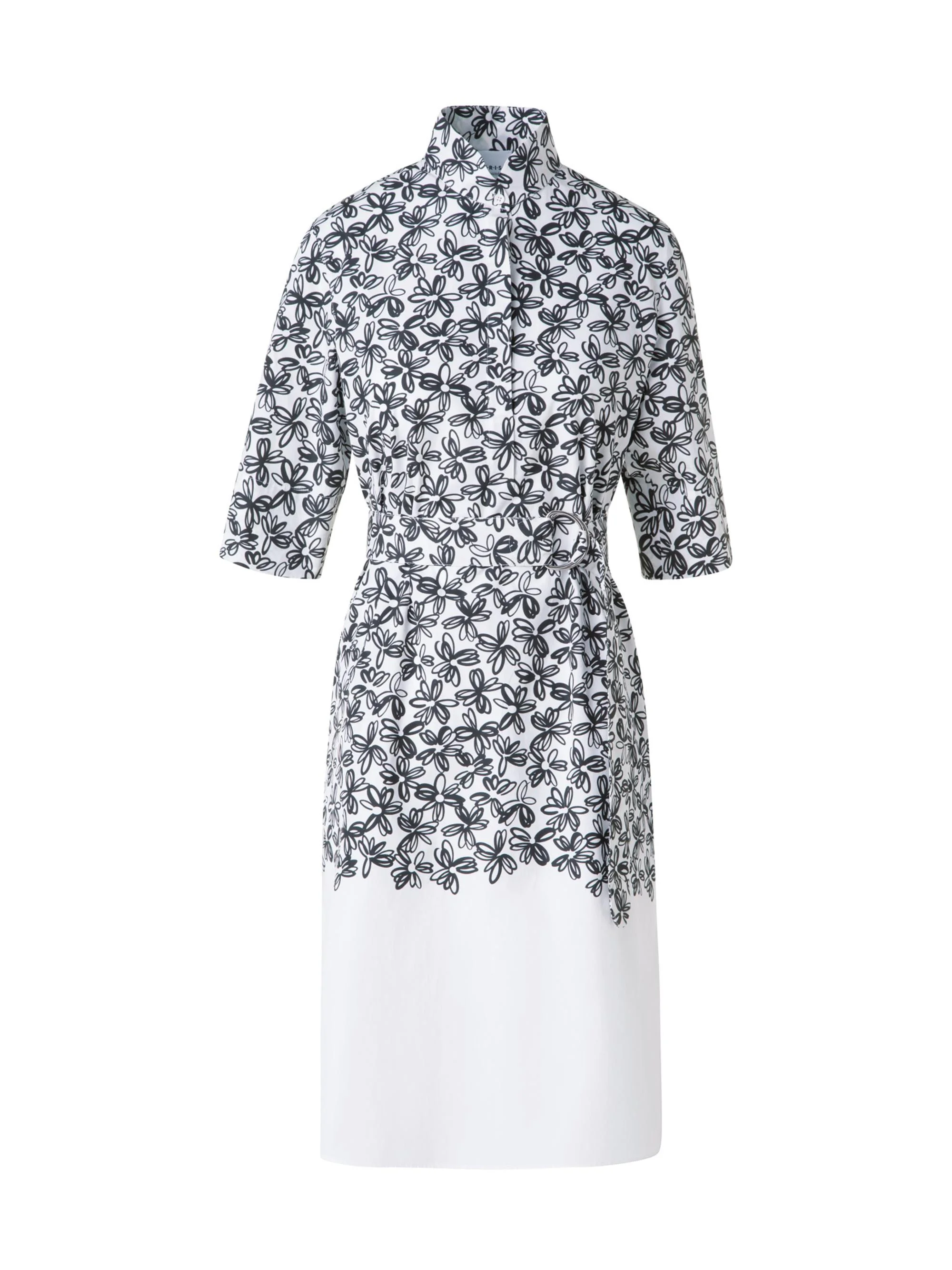 Women's Floral Cotton Poplin Shirtdress - Cream Black - 1