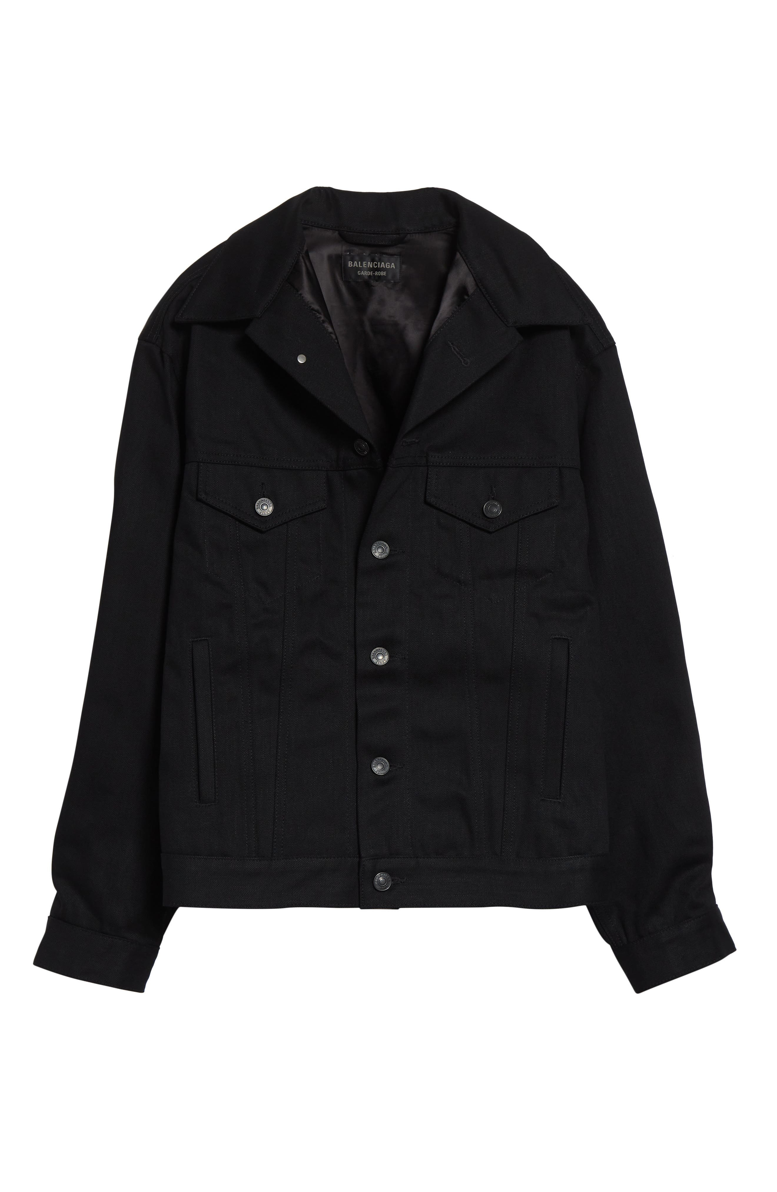 Balenciaga Standing Denim Jacket in 1000 Black at Nordstrom - 7