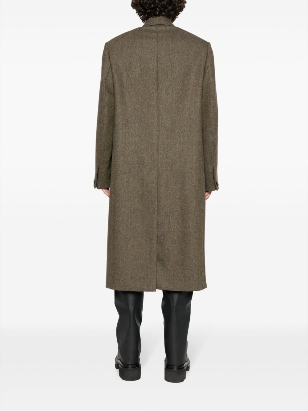 double-breasted herringbone wool coat - 4