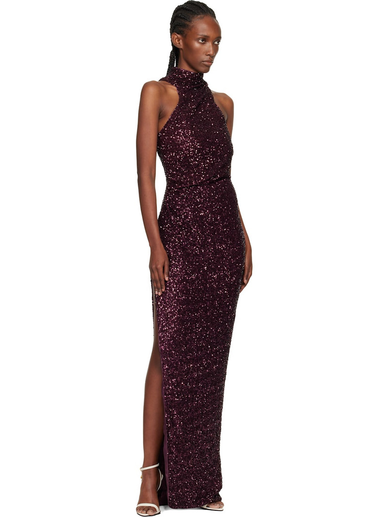 Balmain Purple Sleeveless Sequin Maxi Dress outlook