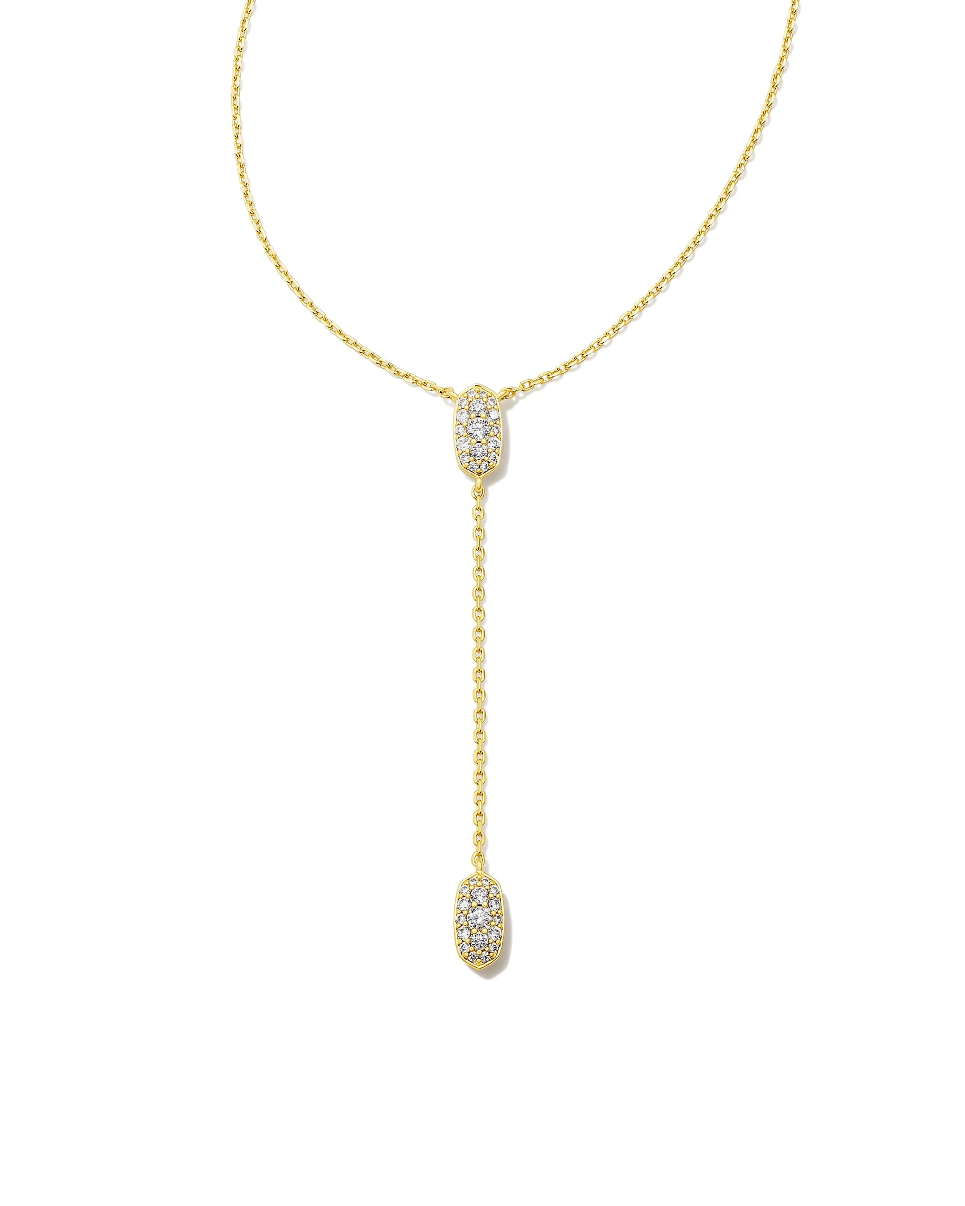 Grayson Gold Y Necklace in White CZ - 1
