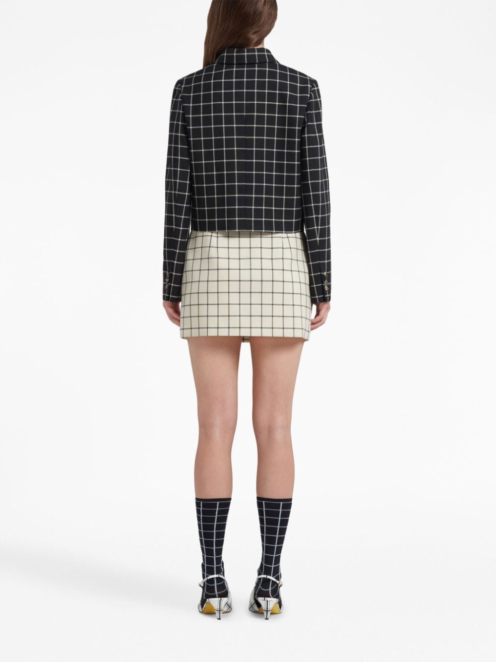 grid-pattern fitted skirt - 4