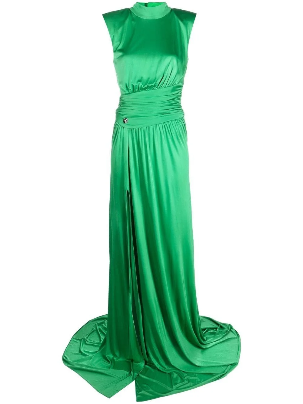 ruched-detail satin gown - 1