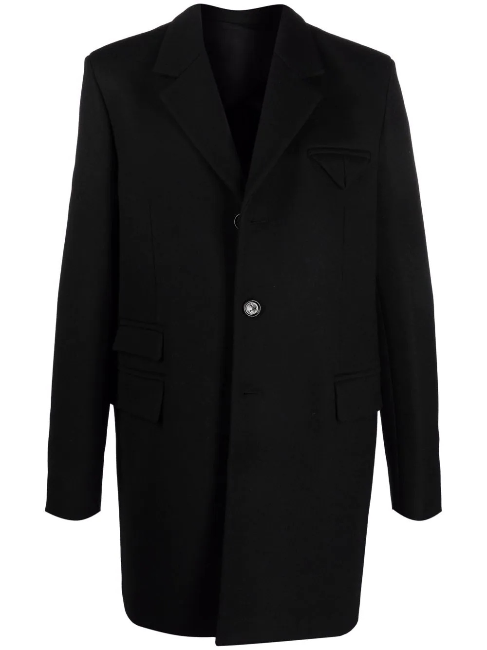 single-breasted button-front mid-calf coat - 1