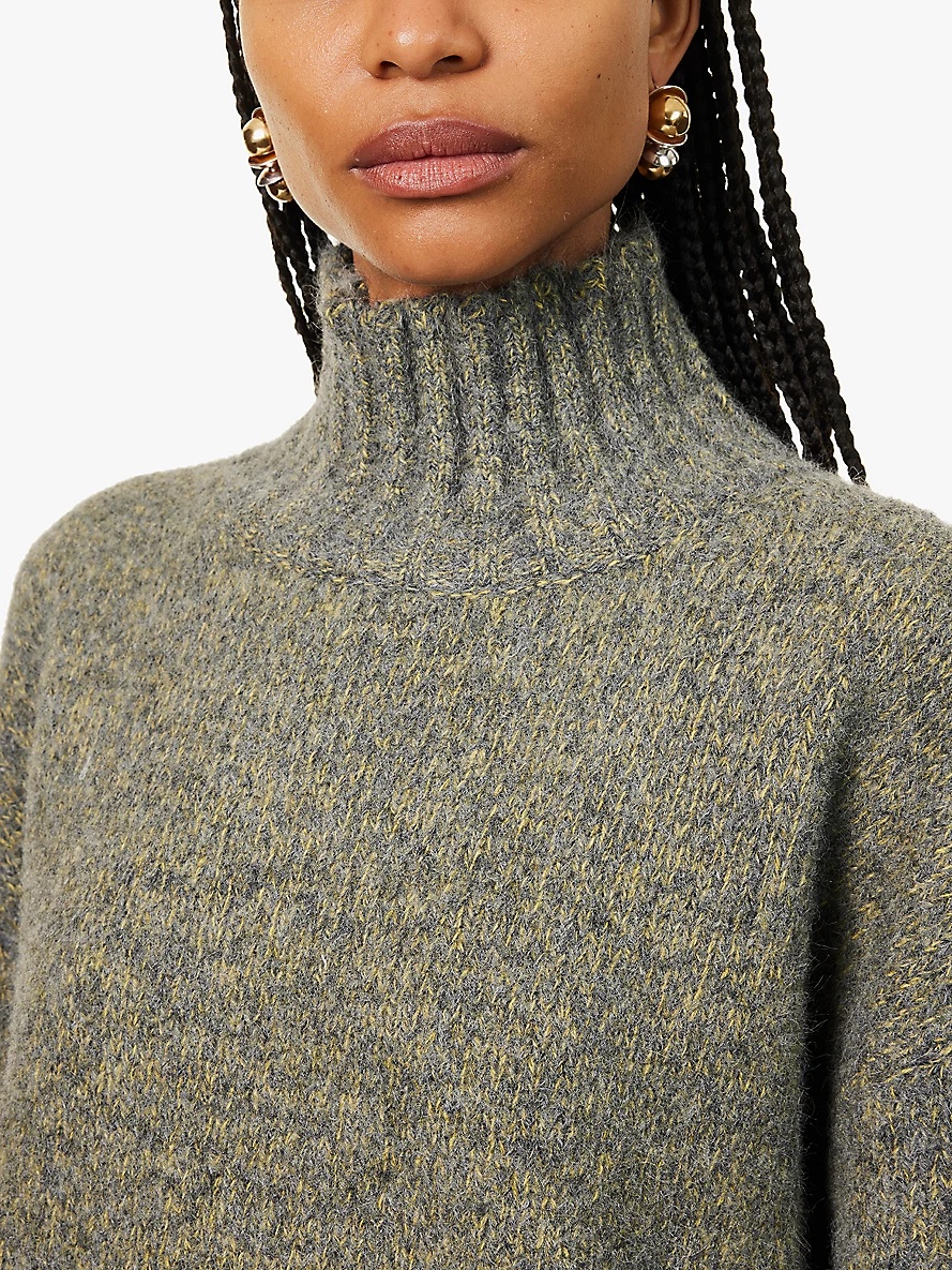 Oversized high-neck alpaca-blend knitted jumper - 5