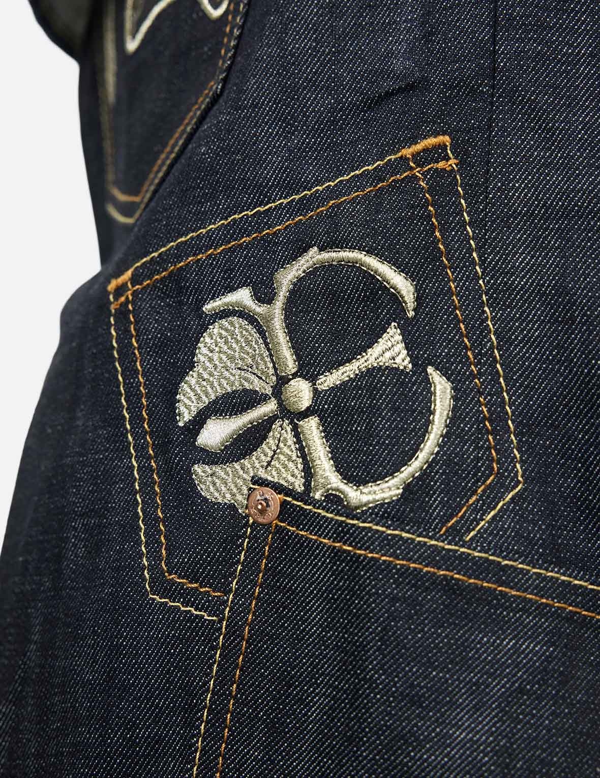 Multi-Pocket with Brocade Patch Regular Fit Denim Shorts - 7