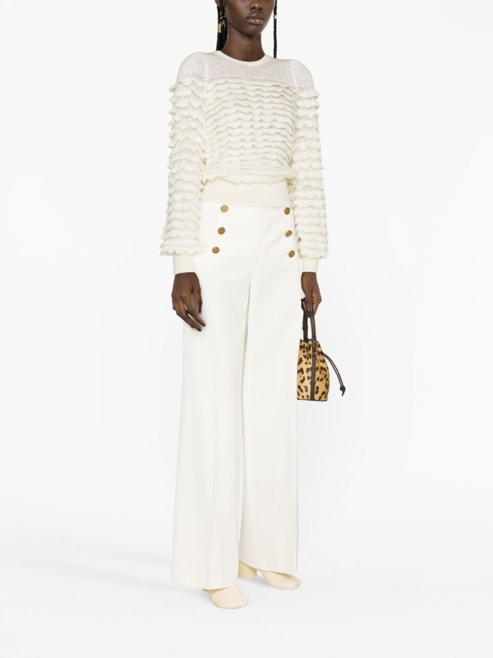 embossed-buttons palazzo pants - 2