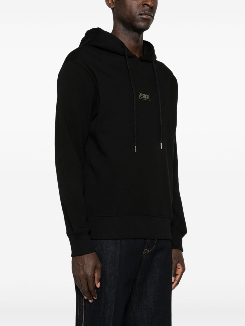 logo-plaque cotton hoodie - 3