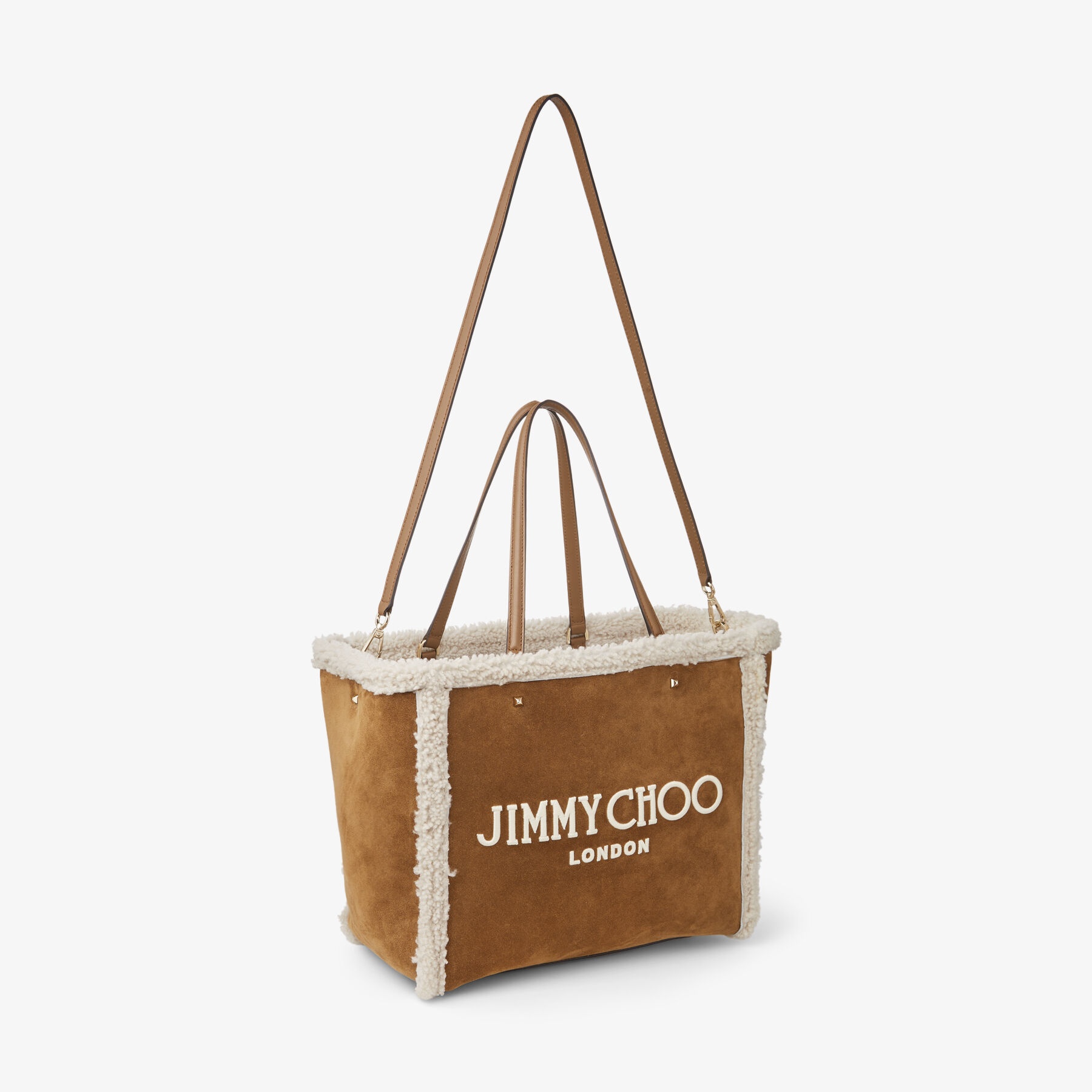 Avenue Tote Bag
Khaki Brown Suede and Shearling Tote Bag with Jimmy Choo Embroidery - 5