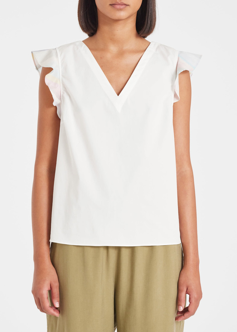 White Cotton 'Swirl' Sleeve Top 3