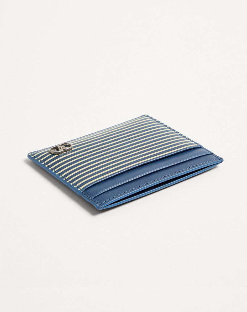 Valentino VALENTINO GARAVANI VLOGO SIGNATURE CARDHOLDER IN GRAINY CALFSKIN WITH STRIPED PRINT outlook