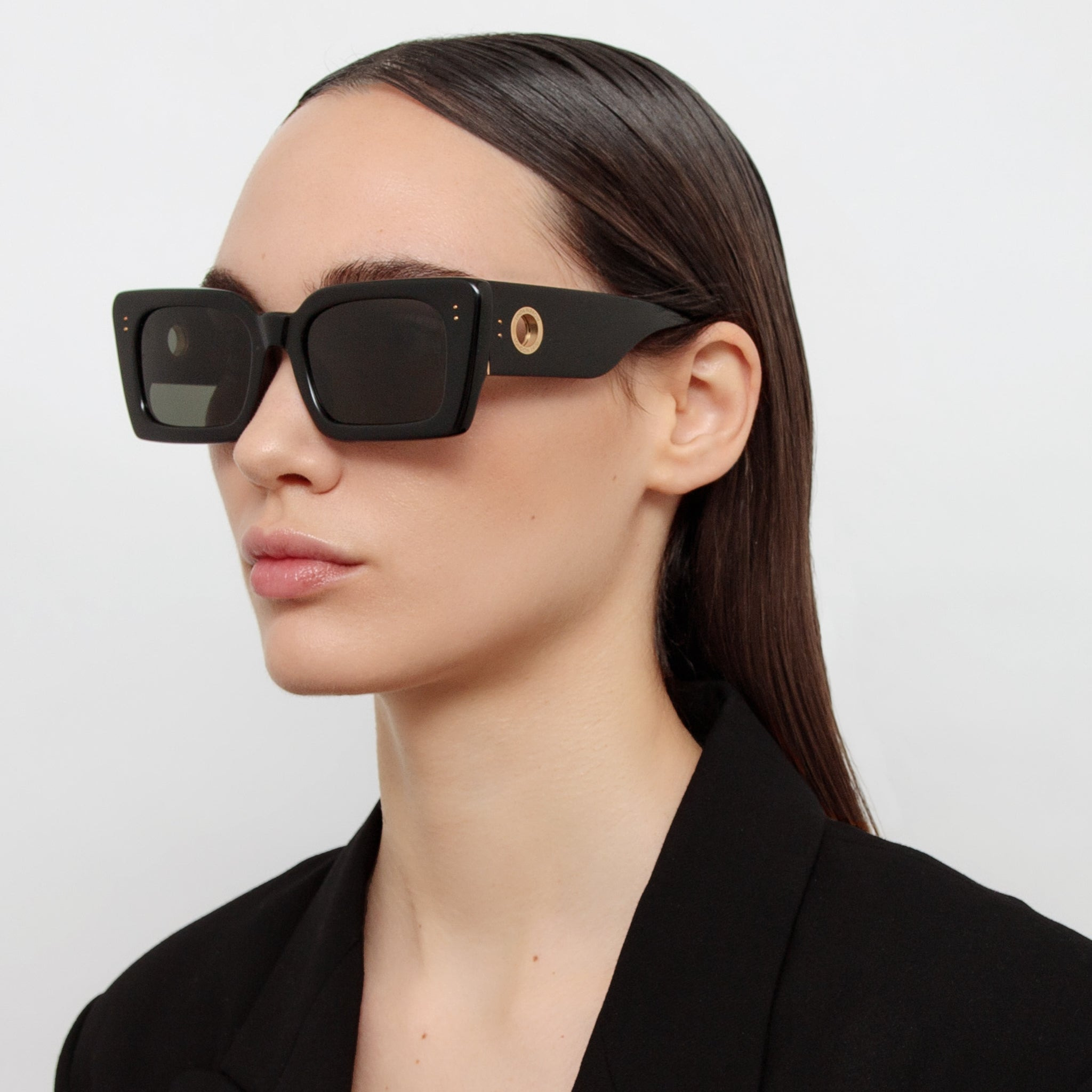 NIEVE RECTANGULAR SUNGLASSES IN BLACK - 2