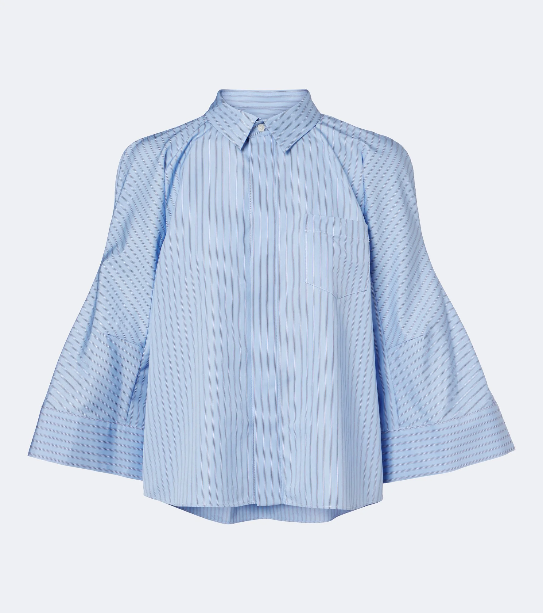 Striped cotton-blend poplin shirt - 1