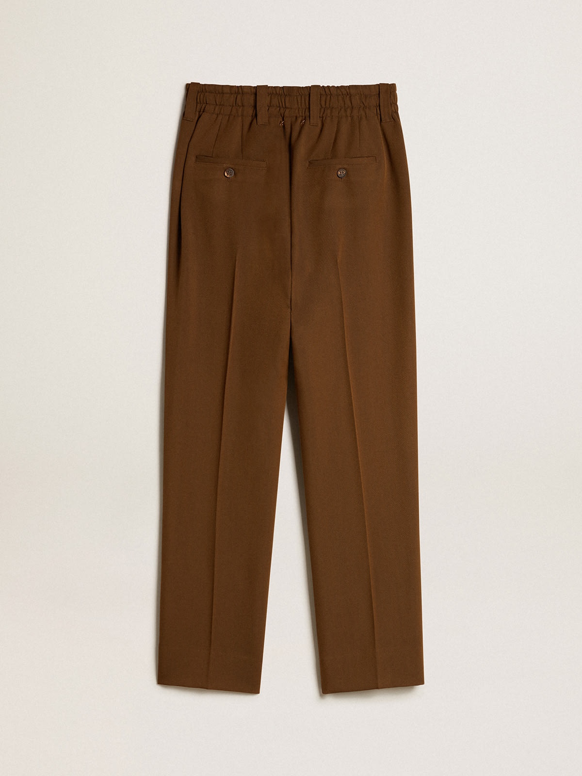 Beech-colored pants in wool and viscose blend - 6