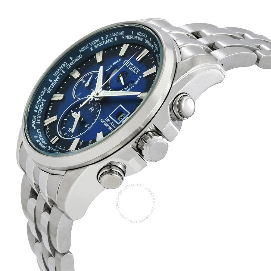 Citizen - Citizen Perpetual Alarm World Time GMT Eco-Drive Blue Dial Men's Watch AT9120-89L - 2