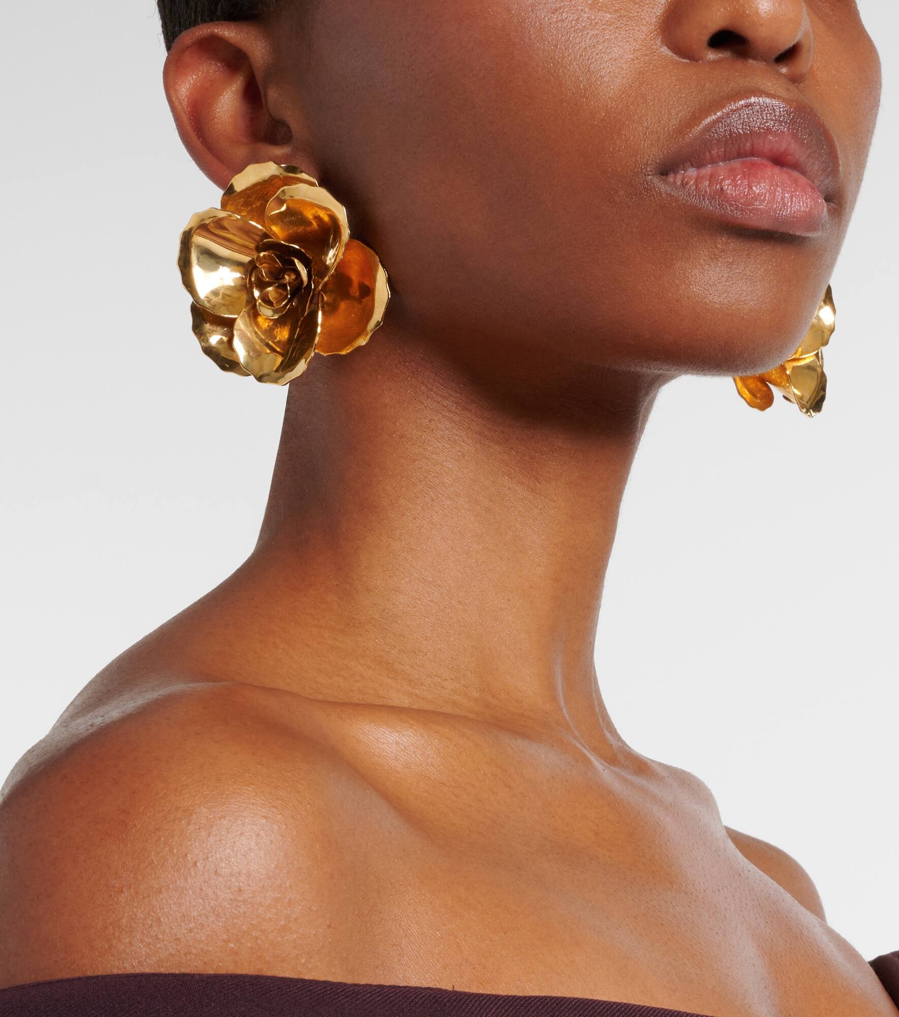 Gladiolus 18kt gold-plated earrings - 6