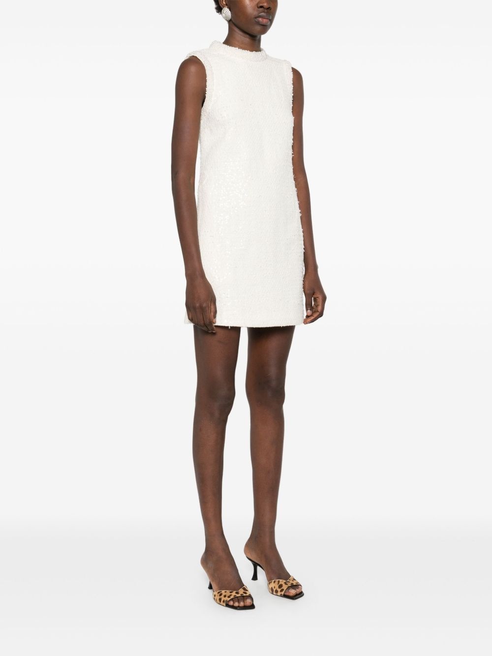 sequin-embellished bouclé dress - 3