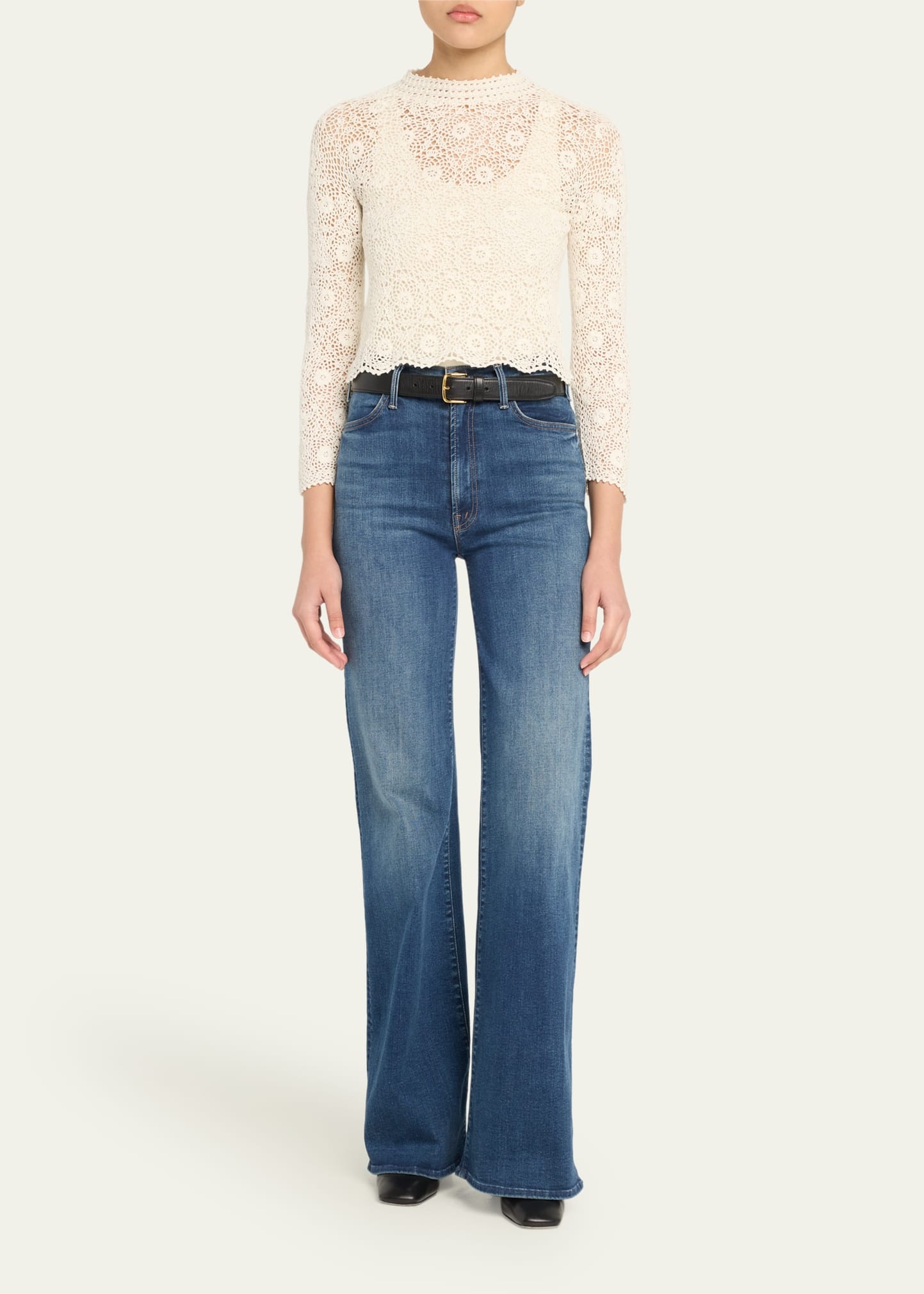 Gibson Scallop Floral Lace Sweater - 2