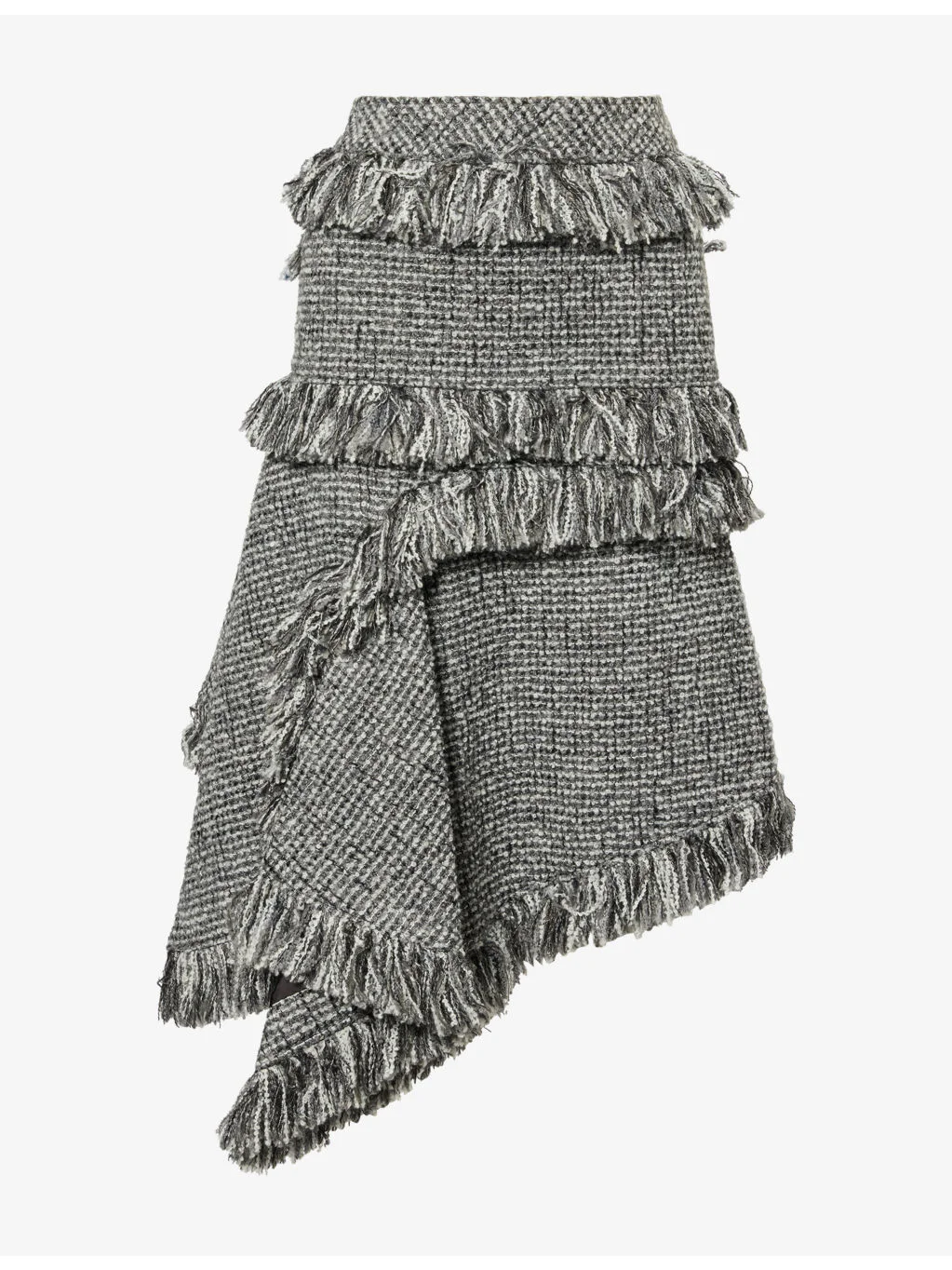 Tassel-Trim Tweed Midi Skirt - 1
